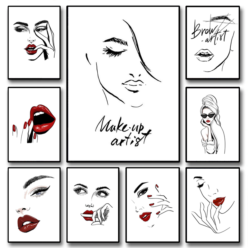 Beauty Of Makeup Quotes - 1 шт. безрамная картина на холсте: