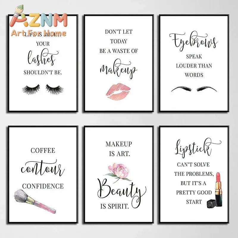 Beauty Of Makeup Quotes - Постер с цитатами о макияже: ресницы,