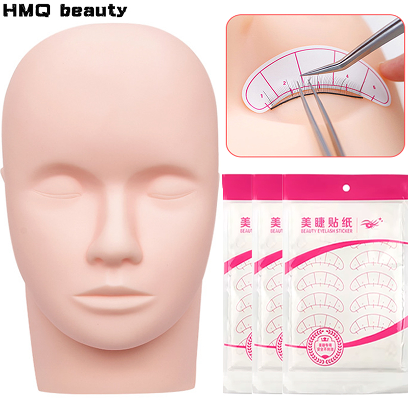 Beauty Makeup Training - Тренировочная голова для наращивания ресниц, набор