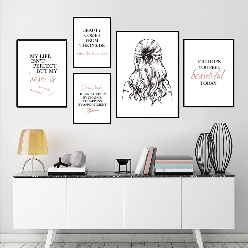 Beauty Of Makeup Quotes - Парикмахерская цитата художественные постеры прическа настенная